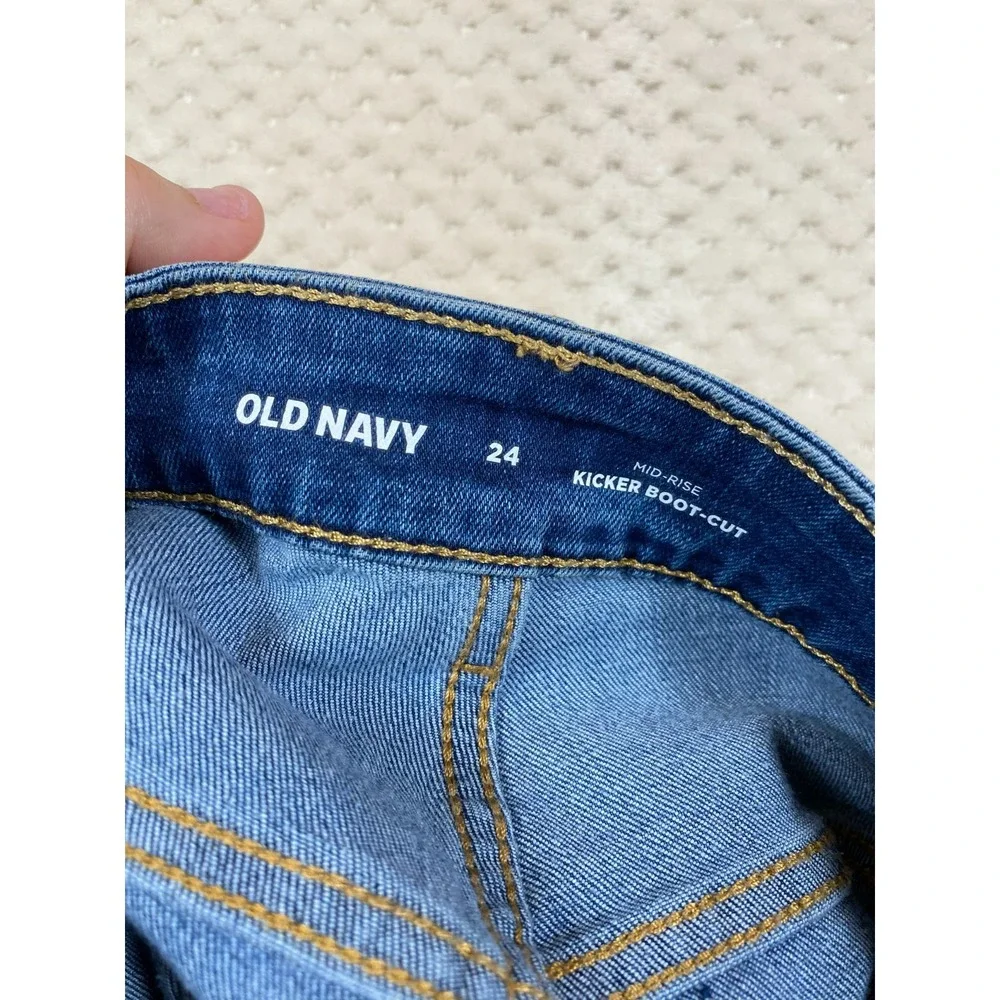 Old Navy Jeans Women’s Size 24 Mid-Rise Kicker Boot-Cut Blue Jeans Stretch NWT